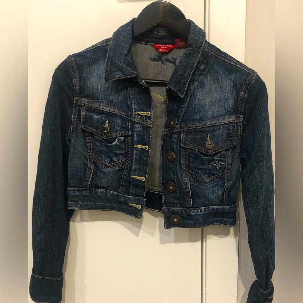 Dark blue small Guess jean crop jacket